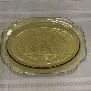 Vintage Depression Glass Oval Platter Federal Glass Co.‎ Madrid Yellow Amber 11"